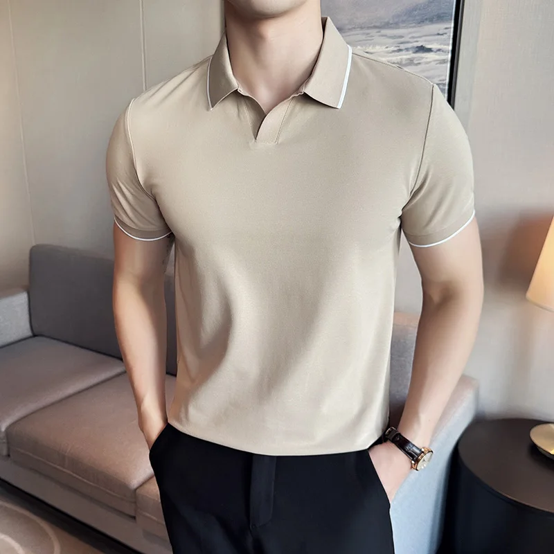 Kaus Polo Pria Kaus Atasan Len - Polo Shirt Pique ulasan dan harga